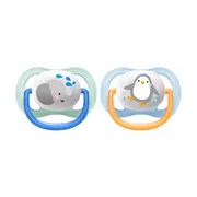 Avent Ultra Air Happy, smoczek-gryzaczek, zwierzęta, 0-6 m, 2 szt.