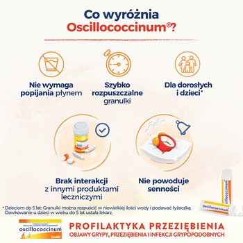 Oscillococcinum na przeziębienie i grypę, granulki, 6 dawek