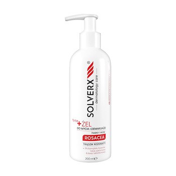 Solverx Dermatology Care Rosacea + forte, żel do mycia twarzy i demakijażu, 200 ml