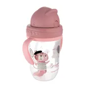 Canpol Babies, Bonjour Paris, kubek niekapek z rurką i odważnikiem, red, 6 m+, 270 ml