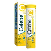 Cetebe Witamina C 1000+Acerola+B-complex, tabletki musujące, smak cytrynowy, 20 szt.
