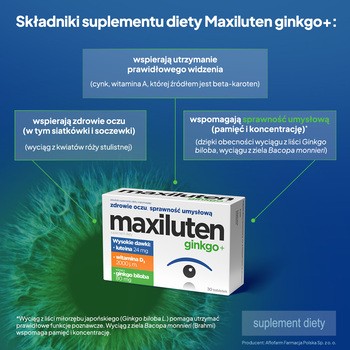 Maxiluten ginkgo+, tabletki, 30 szt.
