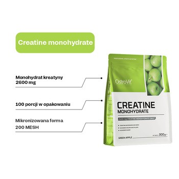 OstroVit Creatine Monohydrate, proszek, smak green apple, 300 g