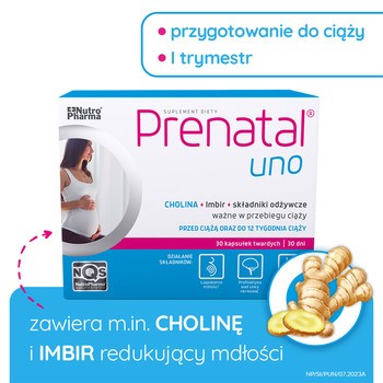 Prenatal Uno, planowanie i 1. trymestr ciąży, kapsułki, 30 szt.