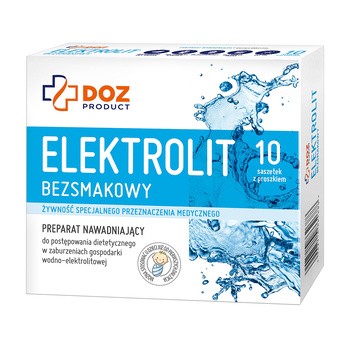 DOZ PRODUCT, Elektrolit bezsmakowy, proszek w saszetkach, 10 x 4,5 g
