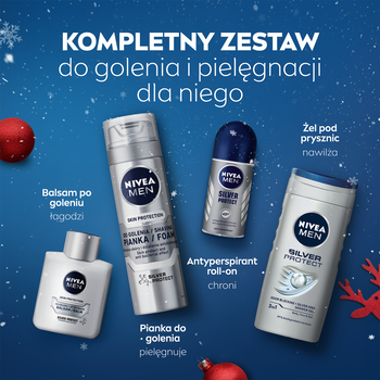 Zestaw Promocyjny, Nivea Men, Silver Protect, pianka do golenia, 200 ml + balsam po goleniu, 100 ml + antyperspirant, 50 ml + żel pod prysznic 3 W 1, 250 ml