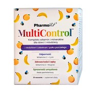 Pharmovit MultiControl Kompleks witamin i minerałów dla dzieci, saszetki z proszkiem, smak bananowo - brzoskwiniowy, 30 szt.