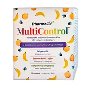 Pharmovit MultiControl Kompleks witamin i minerałów dla dzieci, saszetki z proszkiem, smak bananowo - brzoskwiniowy, 30 szt.