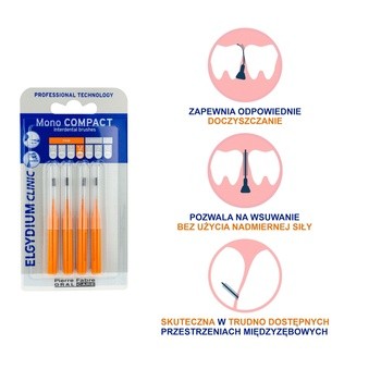 Elgydium Clinic Mono Compact 3, szczoteczka międzyzębowa, 4 szt.