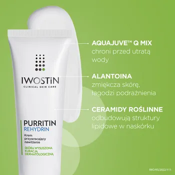Iwostin Purritin Rehydrin, krem przywracający nawilżenie, 40 ml