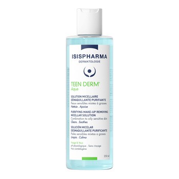 ISISPHARMA TEEN DERM AQUA, woda micelarna do oczyszczania skóry tłustej, trądzikowej, 250ML
