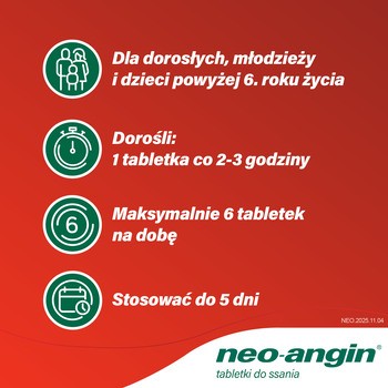 Neo-Angin, 1,2 mg+0,6 mg+5,9 mg, tabletki do ssania, 24 szt.