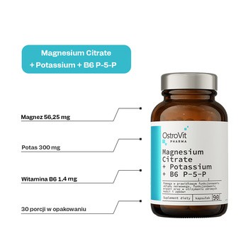 OstroVit Pharma Cytrynian Magnezu + Potas + B6 P-5-P, kapsułki, 90 szt.