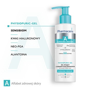 Pharmaceris A Physiopuric - gel, żel myjący z kwasem hialuronowym do twarzy i okolic oczu, 190 ml