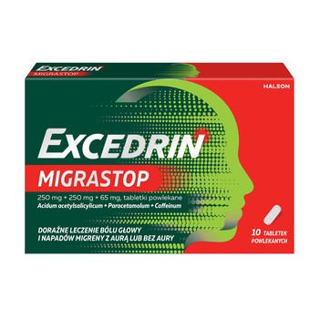 Excedrin MigraStop, 250 mg + 250 mg + 65 mg, tabletki powlekane, 10 szt.