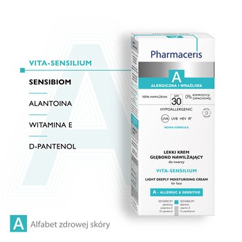Pharmaceris A Vita-Sensilium, lekki krem głęboko nawilżający, SPF 30, 50 ml
