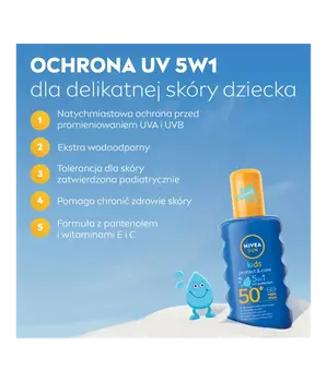 Nivea Sun Kids Protect&Care, ochronny spray na słońce SPF 50+, 50 ml