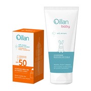 Zestaw Oillan, ochronny roll-on przeciwsłoneczny do twarzy i ciała SPF50, 50 ml + ochronne mleczko do ciała, 100 ml