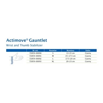 Actimove PL Gauntlet, orteza stabilizująca nadgarstek i kciuk, rozmiar M, 1 szt.