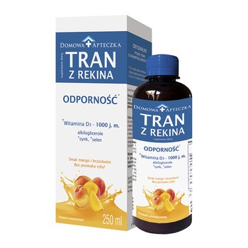 Tran z rekina grenlandzkiego, smak mango i brzoskwini, 250 ml