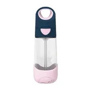 B.BOX, bidon dla dziecka, butelka na wodę ze słomką tritanowy, Indigo Rose, 9 m+, 450 ml