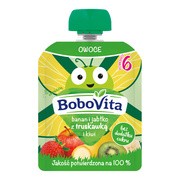 BoboVita, banan i jabłko z truskawka i kiwi, mus, 6 m+, 80 g