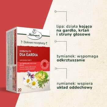 Herbatka Dla gardła, fix, saszetki, 2 g, 20 szt. (Herbapol Kraków)