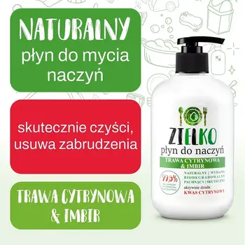 Zielko, Płyn do mycia naczyń, trawa cytrynowa, 500 ml