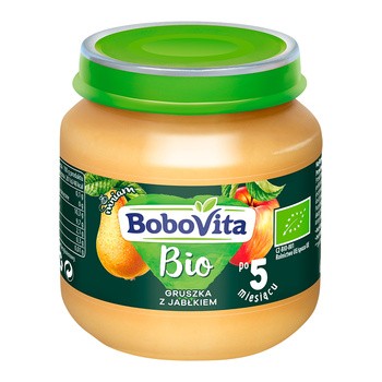 BoboVita Bio, deserek gruszka z jabłkiem, 5 m+, 125 g