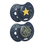 Canpol Lovi  Stardust, smoczek silikonowy uspokajający, dynamiczny 3-6 m, niebieski, 2 szt.
