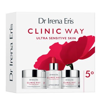 Zestaw Promocyjny Dr Irena Eris Clinic Way 5°, wypełniający zmarszczki dermokrem na dzień, 50 ml + globalnie regenerujący dermokrem na noc, 50 ml + dermoserum liftingujące, 30 ml