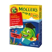 Mollers Omega-3 Rybki, żelki, smak malinowy,  36 szt.