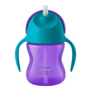 Avent, kubek z giętką słomką, fioletowo-turkusowy, 200 ml, 1 szt.