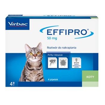 Effipro 50 mg, roztwór do nakrapiania dla kotów, 4 x 0,5 ml