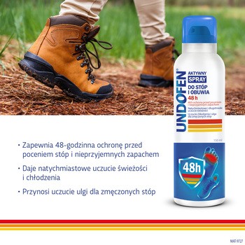 Undofen, aktywny spray do stóp i obuwia 48h, 150 ml