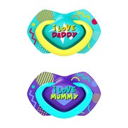 Canpol Babies, smoczek silikonowy, symetryczny, Neon Love, 18 m +, blue, 2 szt.