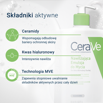 CeraVe, nawilżająca emulsja do mycia dla skóry normalnej i suchej, 473 ml