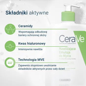 CeraVe, nawilżająca emulsja do mycia dla skóry normalnej i suchej, 473 ml