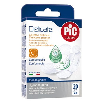 PiC Delicate assorted, antybakteryjne plastry opatrunkowe, mix, 20 szt.