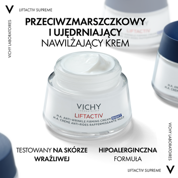 Vichy Liftactiv Supreme, przeciwzmarszczkowy krem ujędrniający z kwasem hialuronowym na noc, 50 ml