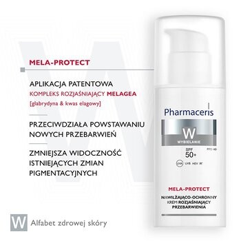 Pharmaceris W Mela-Protect, nawilżająco-ochronny krem rozjaśniający przebarwienia SPF50+, 50 ml