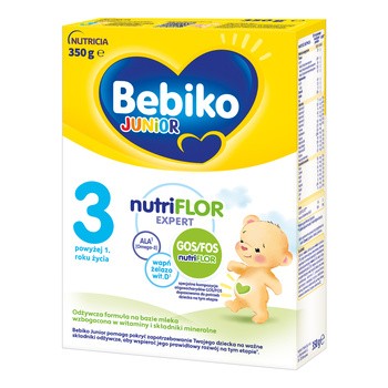Bebiko Junior 3 NUTRIflor Expert, odżywcza formuła na bazie mleka, powyżej 1. roku życia, proszek, 350 g