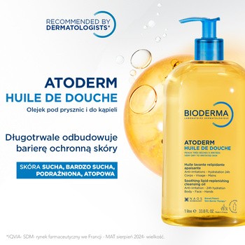 Bioderma Atoderm Huile de douche, olejek do kąpieli i pod prysznic do ciała i twarzy, 1000 ml