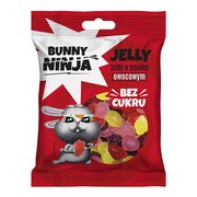 Bunny Ninja, żelki o smaku owocowym bez cukru, 75 g