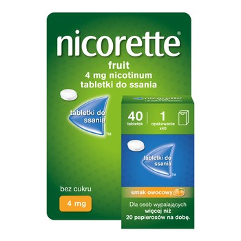 Nicorette Fruit, 4 mg, tabletki do ssania, 40 szt.