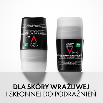 Vichy Homme, dezodorant-antyperspirant 48h, skóra wrażliwa, roll-on, 50 ml