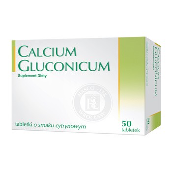 Calcium gluconicum, tabletki o smaku cytrynowym, 50 szt