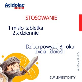Acidolac Junior, misio-tabletki, smaku truskawkowy, 20szt.