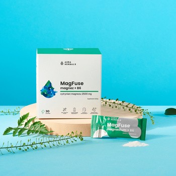Aura Herbals MagFuse magnez + B6, saszetki z proszkiem, 30 szt.