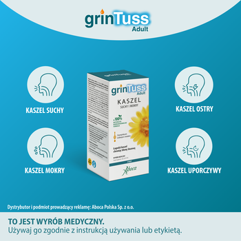 GrinTuss Adult, syrop na kaszel suchy i mokry, 180 g